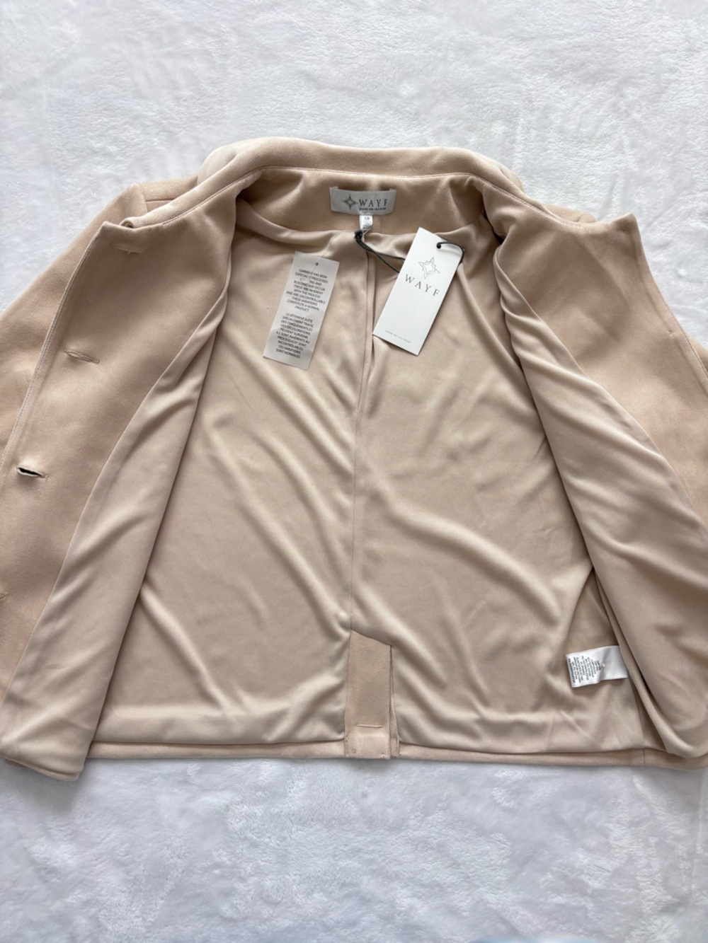 WAYF Elena Cream Cropped Suede-Like Button Front Jacket--NWT--S - Picture 9 of 16